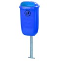 Kosz uliczny miejski pojemnik na śmieci na słupek lub ścianę DIN 50L - niebieski