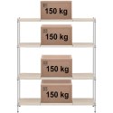 Regał metalowy magazynowy 4 półki ażurowe z nakładkami do 600 kg 150x45x180 cm