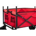 Wózek ogrodowy składany z torbą i daszkiem do 100 kg czerwony