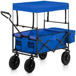 Wózek ogrodowy składany z torbą i daszkiem do 100 kg niebieski