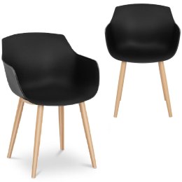 Krzesło kubełkowe skandynawskie plastikowe nowoczesne do 150 kg 2 szt. czarne