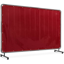 Ekran kurtyna spawalnicza ochronna z ramą na kółkach 239 x 175 cm - czerwona