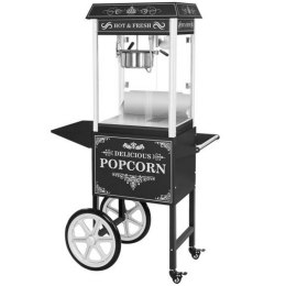 Profesjonalna wydajna maszyna do popcornu mobilna na wózku 230V 1.6kW czarna