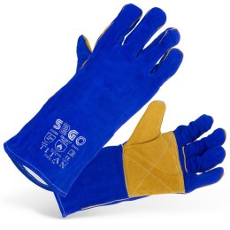 Rękawice spawalnicze ochronne robocze ze skóry bydlęcej niebieskie