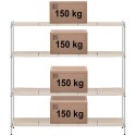 Regał metalowy magazynowy 4 półki ażurowe z nakładkami do 600 kg 180x45x180 cm