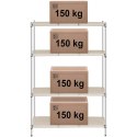 Regał warsztatowy druciany 4 półki z nakładkami do 600 kg 120x60x180 cm