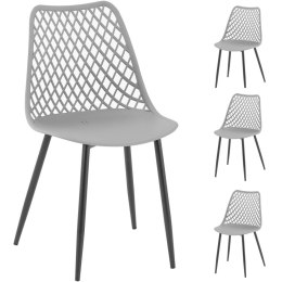 Krzesło nowoczesne plastikowe z oparciem ażurowym 4 szt. szare