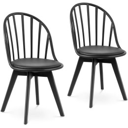 Krzesło skandynawskie nowoczesne z oparciem szczebelkowym 2 szt. czarne