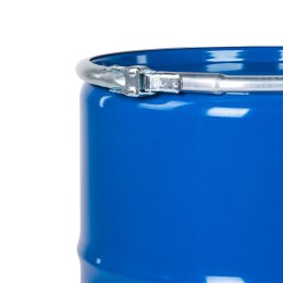 Beczka stalowa z przewężeniem ISO OH 210L z rowkami zdejmowane wieko niebieska wnętrze lakierowane