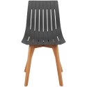 Krzesło plastikowe z drewnianymi nogami do domu gabinetu do 150 kg 2 szt. szare