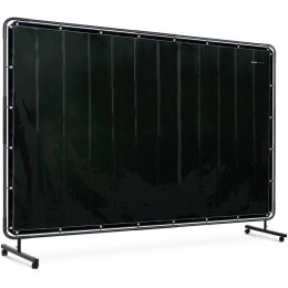 Ekran kurtyna spawalnicza ochronna z ramą na kółkach 240 x 180 cm - czarna