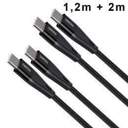 2x kabel USB Typ C - USB Typ C PowerDelivery 1.2m i 2m czarny