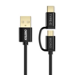 Kabel przewód USB - USB-C micro USB 1.2m 3A 2w1czarny
