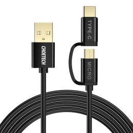 Kabel przewód USB - USB-C micro USB 1.2m 3A 2w1czarny