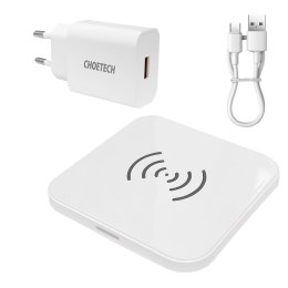 Ładowarka bezprzewodowa Qi telefon słuchawki ładowarka sieciowa EU kabel USB - microUSB 1.2m ZESTAW biały