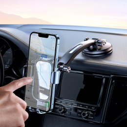 Grawitacyjny uchwyt samochodowy do telefonu smartfona na deskę rozdzielczą szary