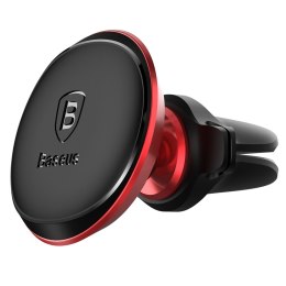 Magnetyczny uchwyt samochodowy do telefonu na kratkę wentylacyjną z uchwytem na 2 kable czerwony