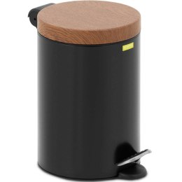 Kosz na śmieci łazienkowy z pedałem pokrywą imitującą drewno 5 l - czarny