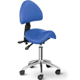 Krzesło kosmetyczne siodłowe z oparciem obrotowe regulowane BERLIN - niebieskie