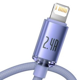 Kabel przewód do szybkiego ładowania i transferu danych USB Iphone Lightning 2.4A 2m fioletowy