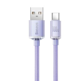 Kabel przewód do szybkiego ładowania i transferu danych USB USB-C 100W 1.2m fioletowy