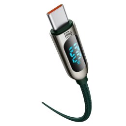 Kabel przewód w oplocie USB-C USB-C 100W z wyświetlaczem miernikiem mocy 1m zielony