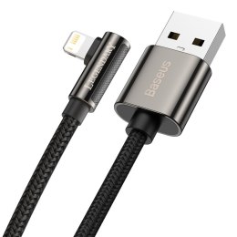 Legendary kątowy nylonowy kabel przewód USB Iphone Lightning dla graczy 2.4A 2m czarny