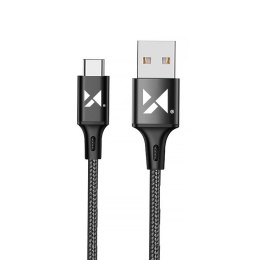 Mocny kabel przewód w oplocie USB USB-C 2.4A 1m czarny