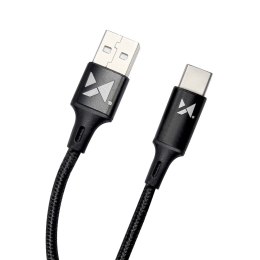 Mocny kabel przewód w oplocie USB USB-C 2.4A 1m czarny