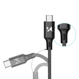 Mocny kabel przewód w oplocie USB USB-C 2.4A 2m czarny