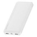 Powerbank 10000mAh 2xUSB USB-C microUSB 15W biały