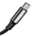Rozwijany kabel 3w1 USB microUSB Iphone Lightning USB-C 3.5A 35cm 120cm szary