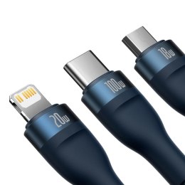 Flash Series II kabel USB-C USB Typ A Iphone Lightning microUSB 100W 1.5m niebieski