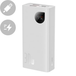 Powerbank Adaman2 z wyświetlaczem cyfrowym 10000mAh 2xUSB 1xUSB-C Quick Charge biały