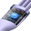 Kabel 3w1 do szybkiego ładowania USB USB-C Micro-USB Iphone Lightning 1.2m fioletowy