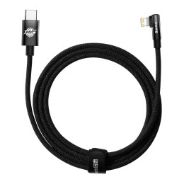 Kątowy kabel przewód Power Delivery z bocznym wtykiem USB-C Iphone Lightning 2m 20W czarny