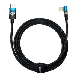 Kątowy kabel przewód Power Delivery z bocznym wtykiem USB-C Iphone Lightning 2m 20W niebieski