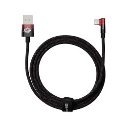 Kątowy kabel przewód Power Delivery z bocznym wtykiem USB USB-C 2m czerwony
