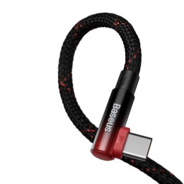 Kątowy kabel przewód Power Delivery z bocznym wtykiem USB USB-C 2m czerwony