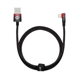 Kątowy kabel przewód z bocznym wtykiem USB Iphone Lightning 1m 2.4A czerwony