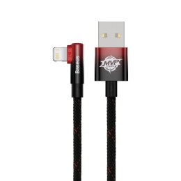 Kątowy kabel przewód z bocznym wtykiem USB Iphone Lightning 1m 2.4A czerwony