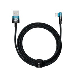 Kątowy kabel przewód z bocznym wtykiem USB Iphone Lightning 2m 2.4A niebieski