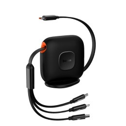 Zwijany kabel 3w1 USB-C microUSB Iphone Lightning Power Delivery 1.7m czarny