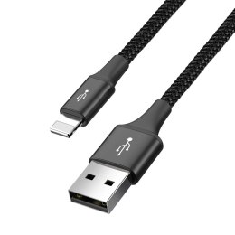 Kabel przewód USB 4w1 2 x Iphone Lightning USB-C microUSB w nylonowym oplocie 3.5A 1.2m czarny
