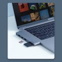 Adapter HUB do MacBook Pro / Air 2x USB-C na 3x USB 3.0 / TF / SD / USB-C - szary