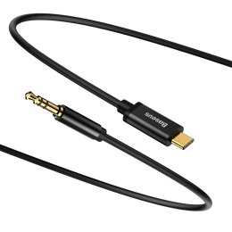 Kabel audio stereo przejścióka AUX 3.5mm Mini Jack - USB-C 120cm - czarny