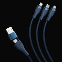 Kabel przewód 4w1 USB+USB-C do USB-C / iPhone Lightning / micro USB 1.2m - czarny