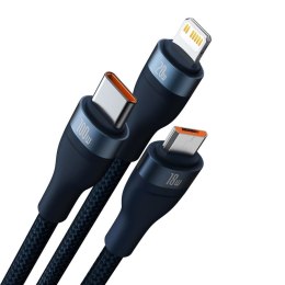 Kabel przewód 4w1 USB+USB-C do USB-C / iPhone Lightning / micro USB 1.2m - niebieski