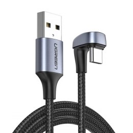 Kabel przewód kątowy USB - USB-C dla graczy QC AFC FCP 1m - szary