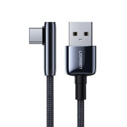Kabel przewód kątowy z bocznym wtykiem USB - USB-C Quick Charge 0.5m - czarny